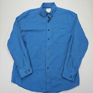 L.L.Bean Button Down Shirt Blue‎ Houndstooth Long Sleeve Traditional Fit Men's M